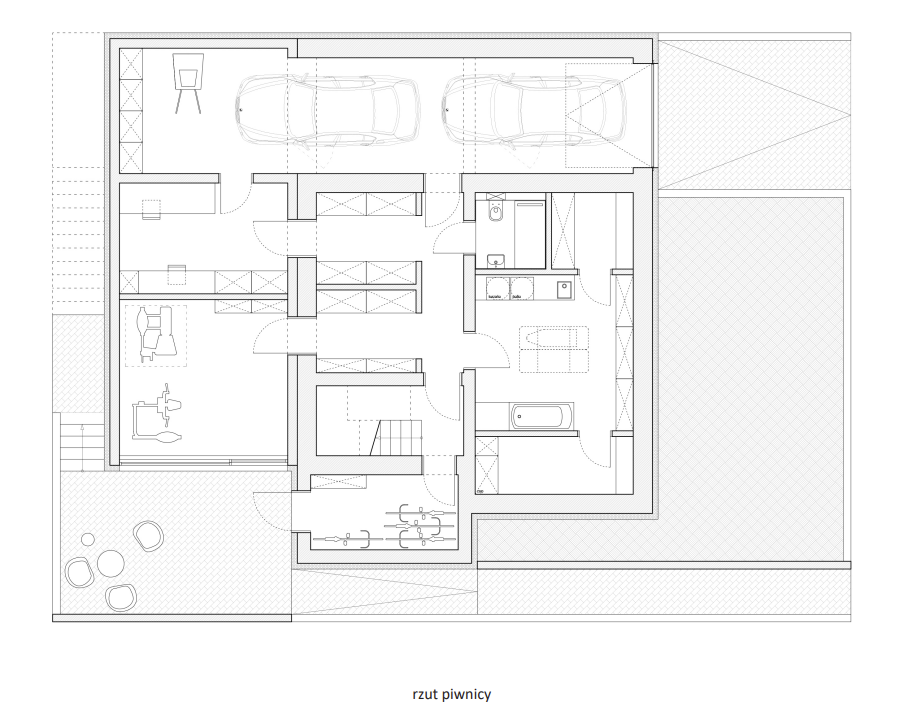 Rzut piwnicy - przestrzeń techniczna